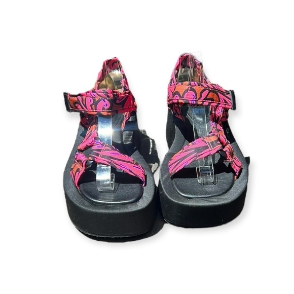 🌻ASOS Design Pink Colorful Sporty Flat Platform Sandals Size 7 - Picture 6 of 11